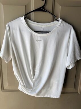 Nike White Short Sleeve Draped Performance Tee